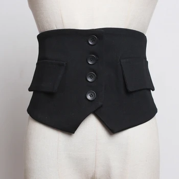 

SondrNew Fashion 2020 Autumn Winter Single Breasted Elastic Force Cloth Irregular Wide Belt Girdle Waist Seal Woman Q386