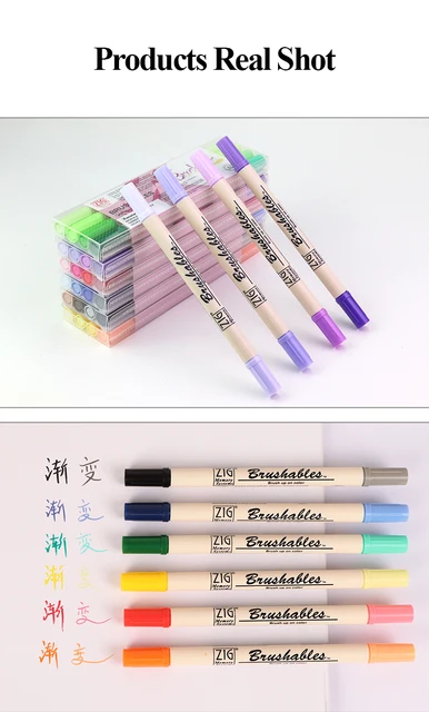 Kuretake 7700 Zig Deep Shallow Dual Soft Tips Two-color Gradient Watercolor  Brush Marker Pen Waterproof Brushables Paint Brush - Crayons/water-color  Pens - AliExpress