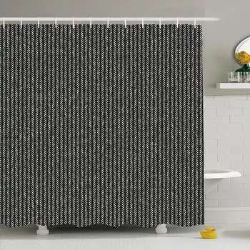 

Shower Curtain Set with Hooks 60x72 Abstract Textile Creative Herringbone Stripe Template Pattern Textures Elegant Material