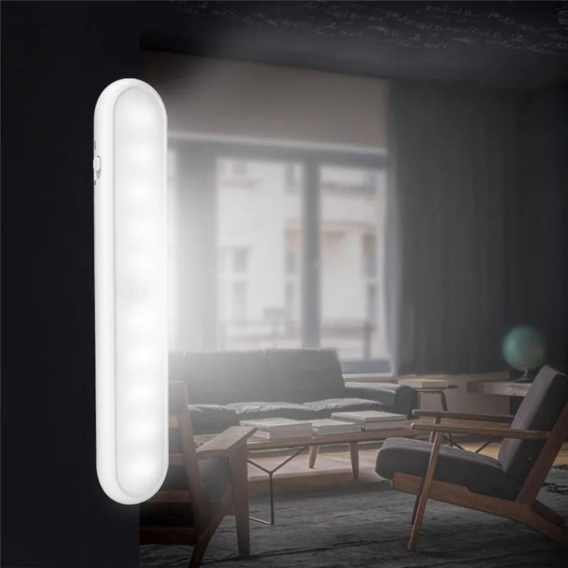 10LED Led Night Light With Sensor Human Body Sensor With Magnet Adsorption Cabinet Light Night Lamp Lamparas 40DEC2008