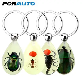 

Car-styling Artificial Amber Insect Car Keyring Creative Scorpion Keychain Scorpion Ant Amber Key Chains Luminous