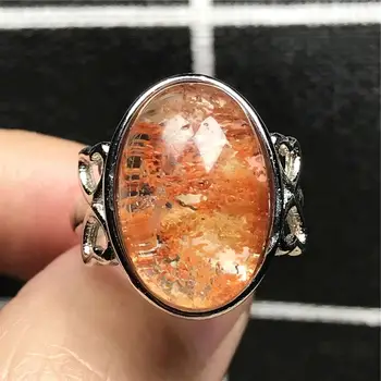 

19x14mm Real Natural Phantom Quartz Ring Jewelry For Woman Lady Man Crystal Silver Oval Beads Love Beauty Adjustable Ring AAAAA