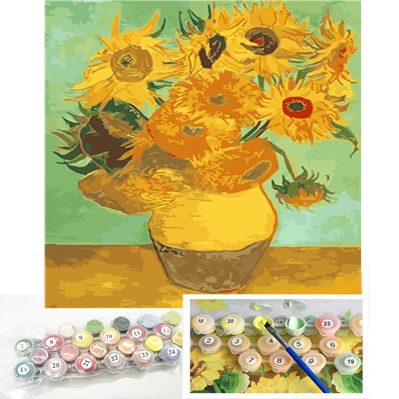 Meivn Diy масляная краска по номерам Акриловая Краска на холсте Vangogh Подсолнух для