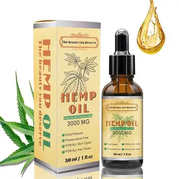 

30ml Hemp Essential Oil 100% Natural Sleep Aid Anti Stress Hemp Extract Drops For Pain Anxiety Stress Relief Massage Oil