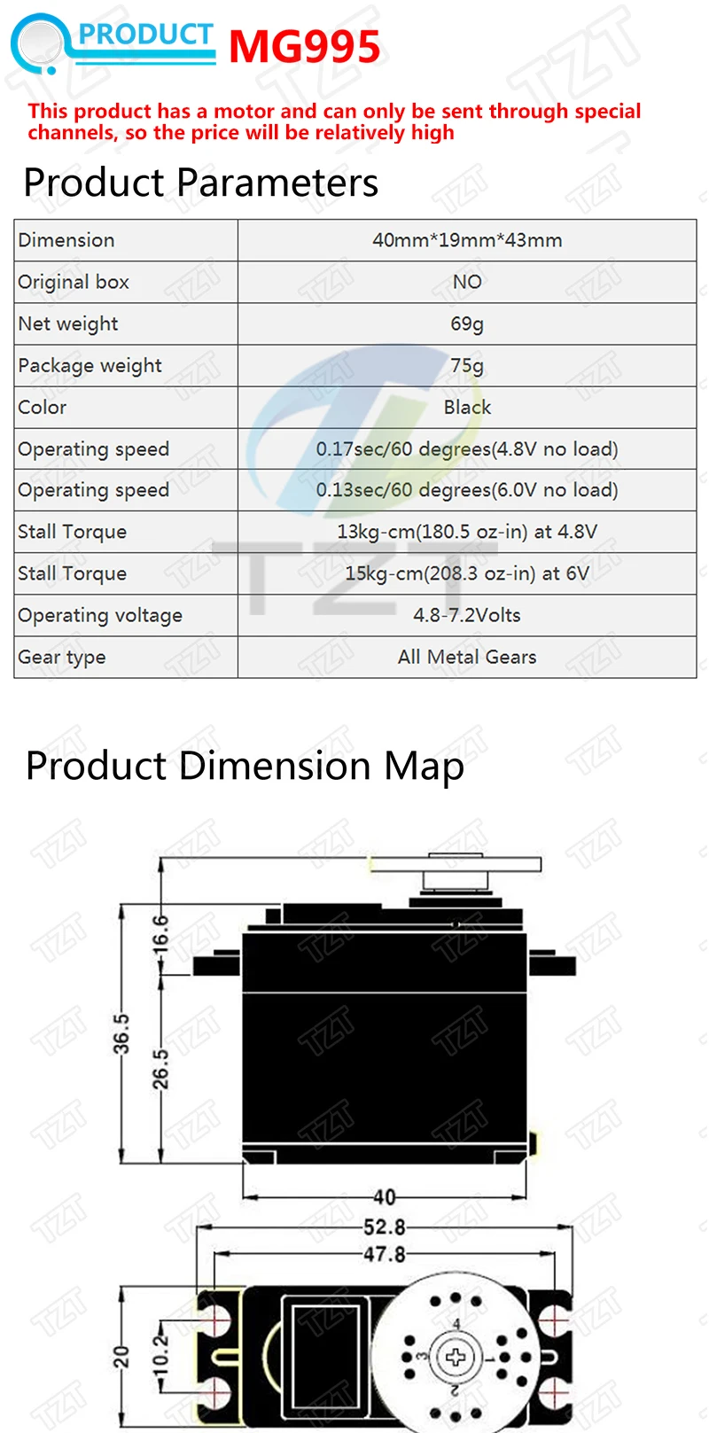 TZT Beste Preis Servos Digital MG995 Servo Metall Getriebe für Futaba JR Auto RC Modell Hubschrauber Boot Für Arduino UNO diy – Detail 3