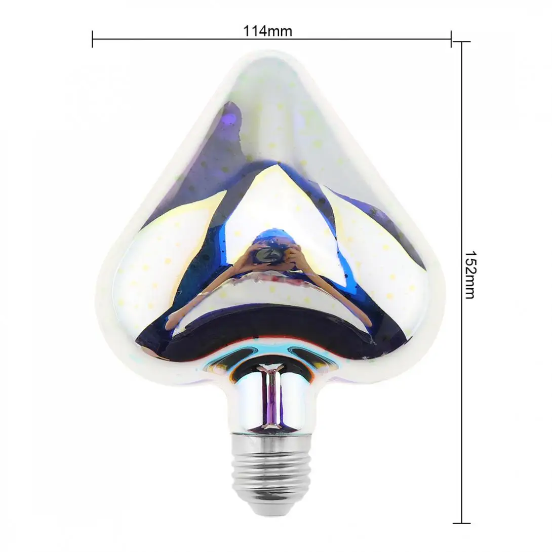 85-265V 7W Dazzle Color LED Light Bulb Heart 3D Decoration Firework Bulb 360 Degree Angle for Xmas Holiday Interior Decoration