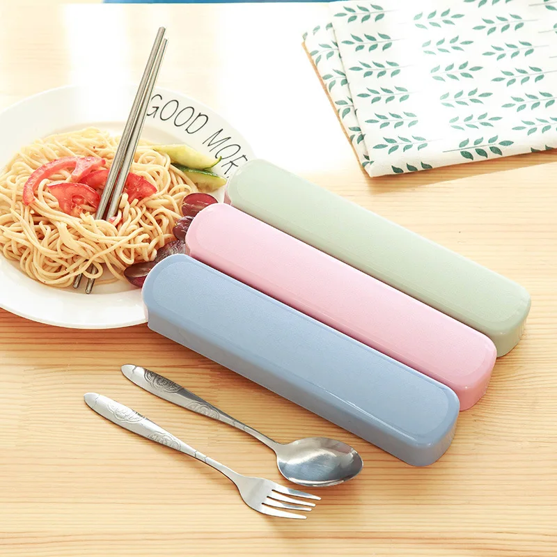

3pcs / Set Portable Stainless Steel Fork Spoon Travel Chopsticks Camping Cutlery Tools Tableware Kitchen Tableware Dropshipping