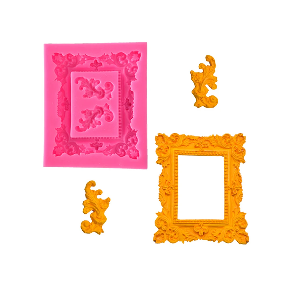 Europ Corner Photo Frame Window Frame Silicone Mold Fondant Chocolate Biscuit DIY Kitchen Dessert Baking Cake Decoration Tools