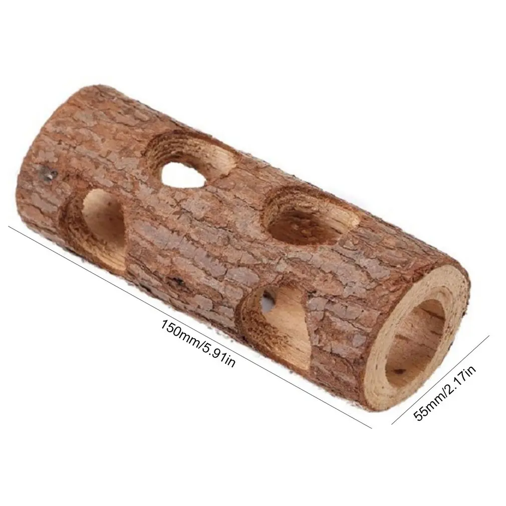2021Non-toxic And Harmless Hamster Solid Wood Tube Tree Tube Natural Wood Animal Tunnel Sports Tube Children's Chewing Toy