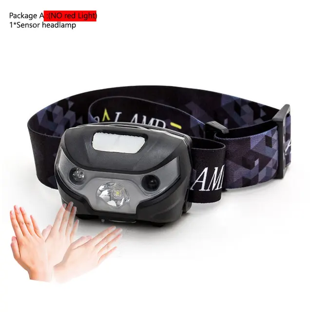Powerfull Headlamp USB Rechargeable LED Headlight Body Motion Sensor Head Flashlight Built in lithium battery Torch Light Lamp A