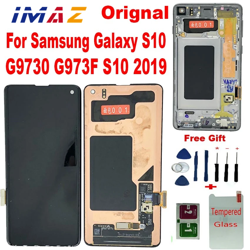 

IMAZ Orignal AMOLED LCD For Samsung Galaxy S10 LCD G9730 G973F Display Touch Screen Digitizer Assembly For SM-G9730 S10 2019 LCD