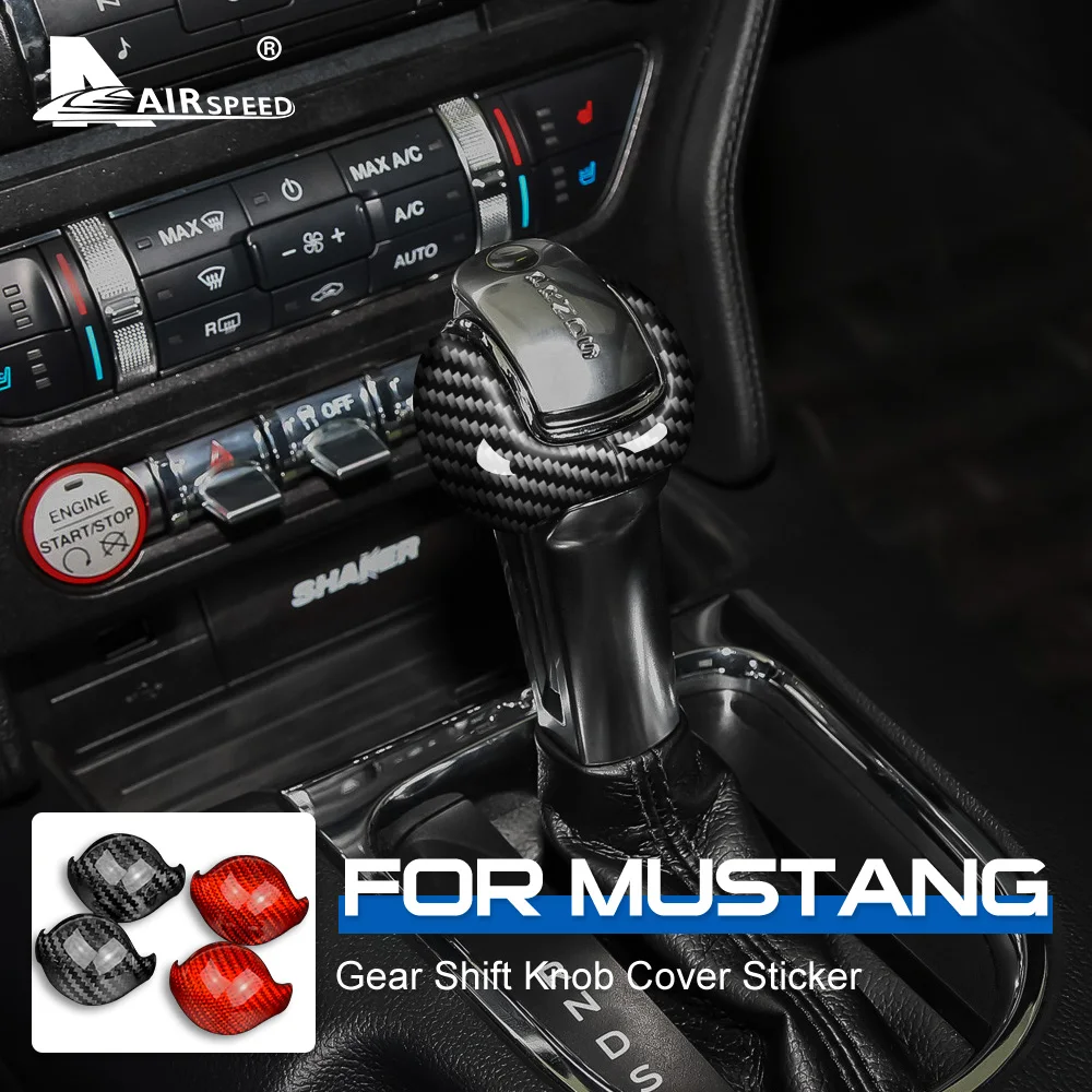 AIRSPEED for Mustang Gear Shift Knob Cover Carbon Fiber Interior 並行輸入品 AIRSPEED 2015-2022 Ford Mustang Black Carbon Fiber Gear Shift Knob  Cover&frasl;Sticker