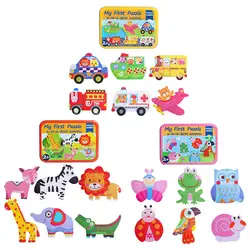 Quebra cabeças de madeira para crianças 6 pcs aprendizagem precoce educacional jigsaw brinquedo brilhante cores vibrantes estimular a curiosidade pré escolar mon