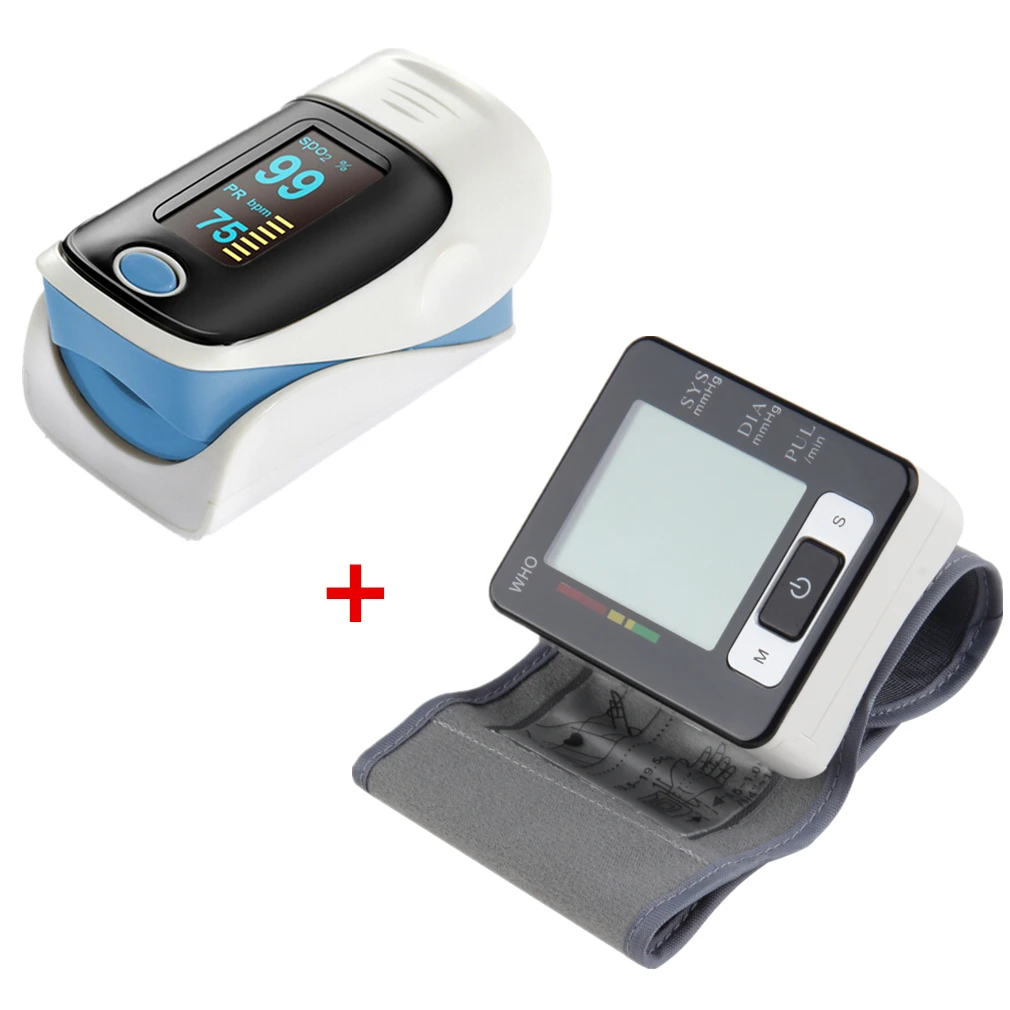 

Automatic Wrist Blood Pressure Monitor Digital Heart Beat Meter + Fingertip Pulse Oximeter RZ001 SPO2 Pulse Rate Oxygen Monitors