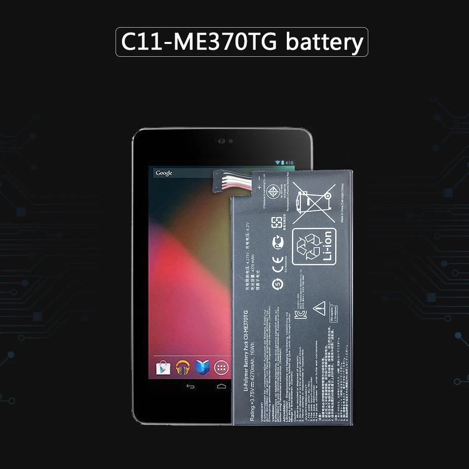 KiKiss 4270 мАч прочный безопасный планшет батарея C11-ME370TG для Asus Google Nexus 7 Nexus7 2012 3g версия литий-ионная литиевая батарея