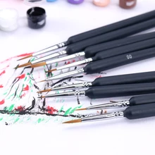 9PCS/Set Fine Hand Painted Thin Hook Line Pens Black Art Drawing Pen Paint Brush Wolf Tail Hair Brush Beginners Art Supply