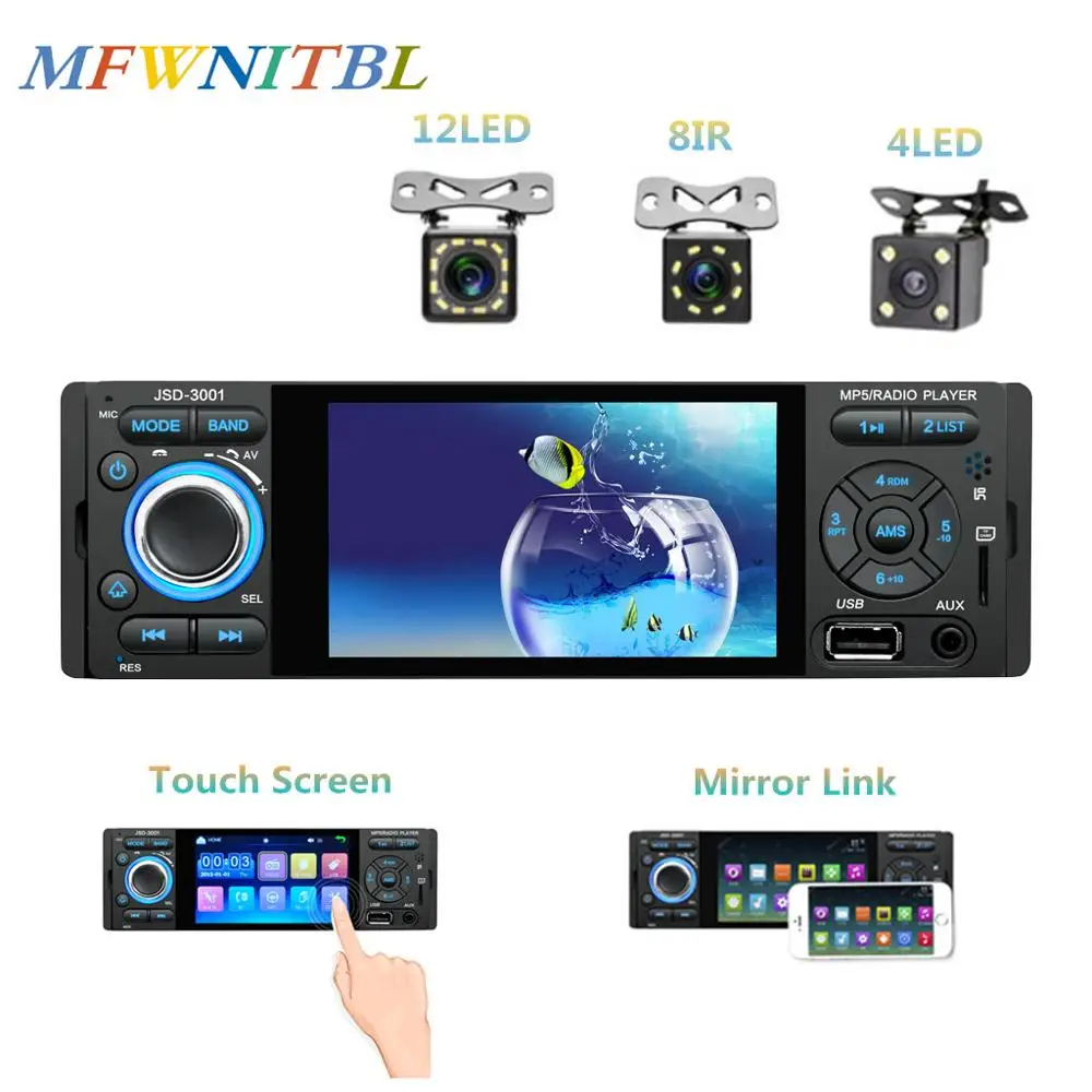 

LTBFM 4" Touch Screen Car Stereo Bluetooth Car Radio 1 Din Mirror Link Autoradio Audio MP5 Video Player USB/MP3/TF JSD3001 Radio