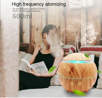 

600ml Ultrasonic Cool Mist Humidifier Air Purifier Aroma Essential Oil Diffuser 7 Color Change LED Night Light shallow