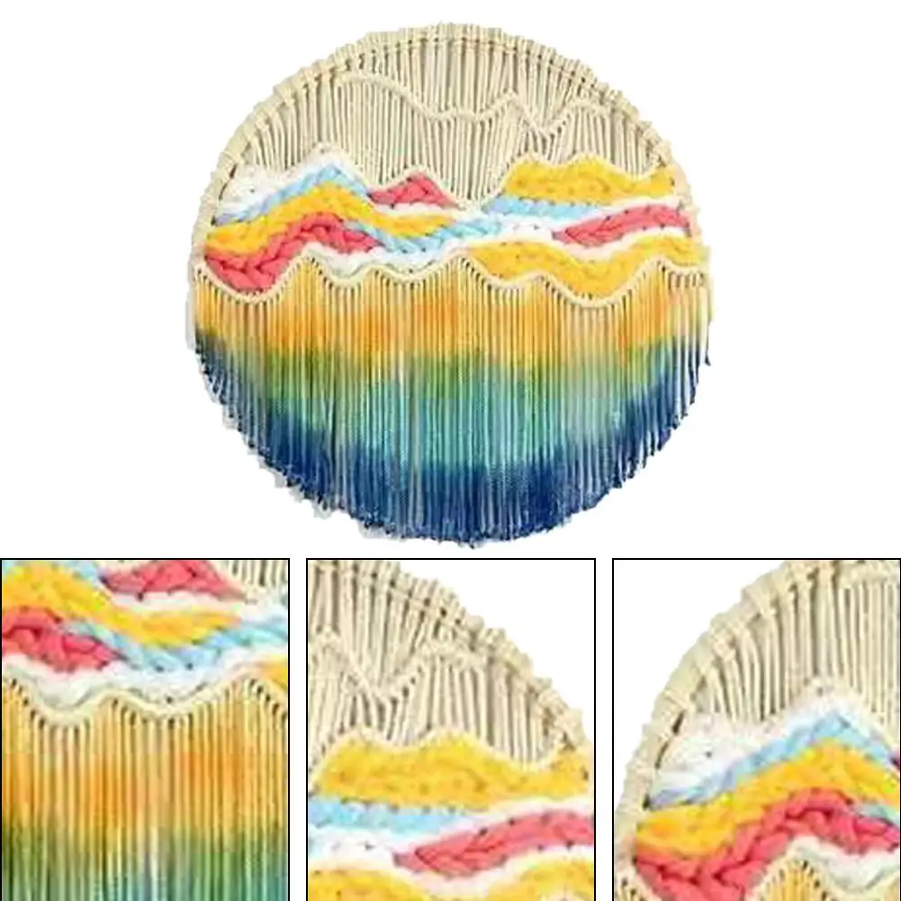 Ethnic Mandala Macrame Woven Wall Tapestry Handmade Knitting Cotton Thread Round Tapestry Craft Bohemian Wall Hanging Home Decor