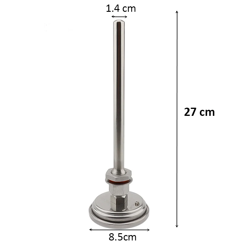 9-Stainless-Steel-Stem-Thermowell-Kit-with-1-2-NPT-Weldless-Bi-metal-Thermometer-Beer-Fermentation