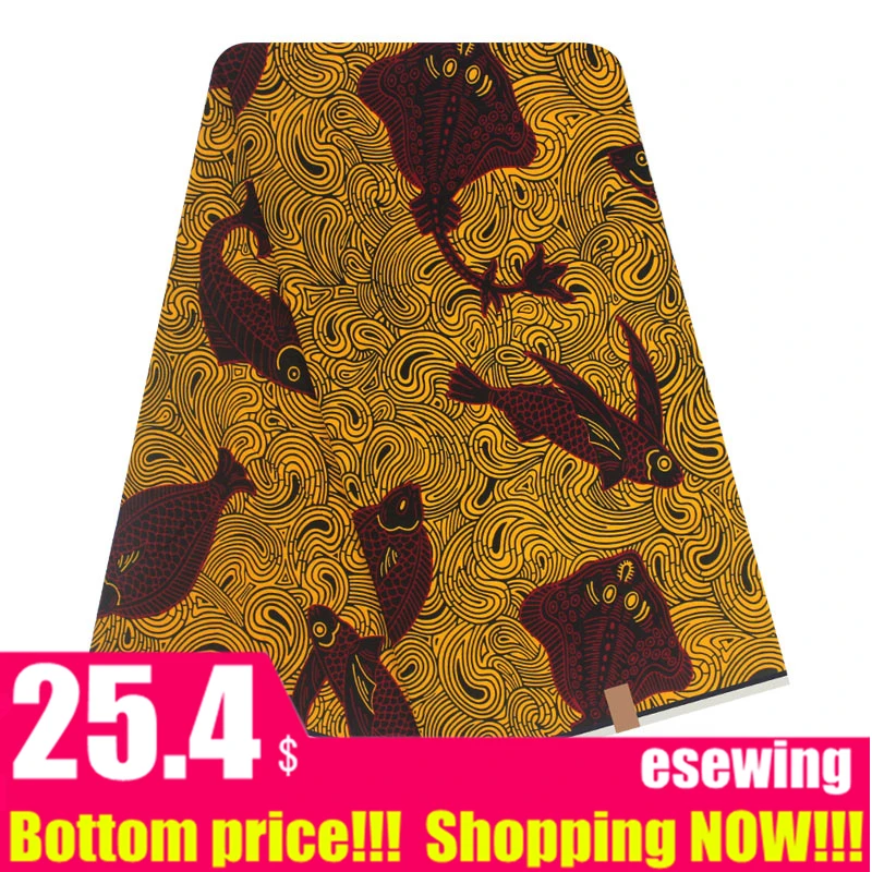 Настоящий гарантированный настоящий голландский воск высокого качества, ткань с принтом, 6 ярдов, африканская ткань для шитья, 120404