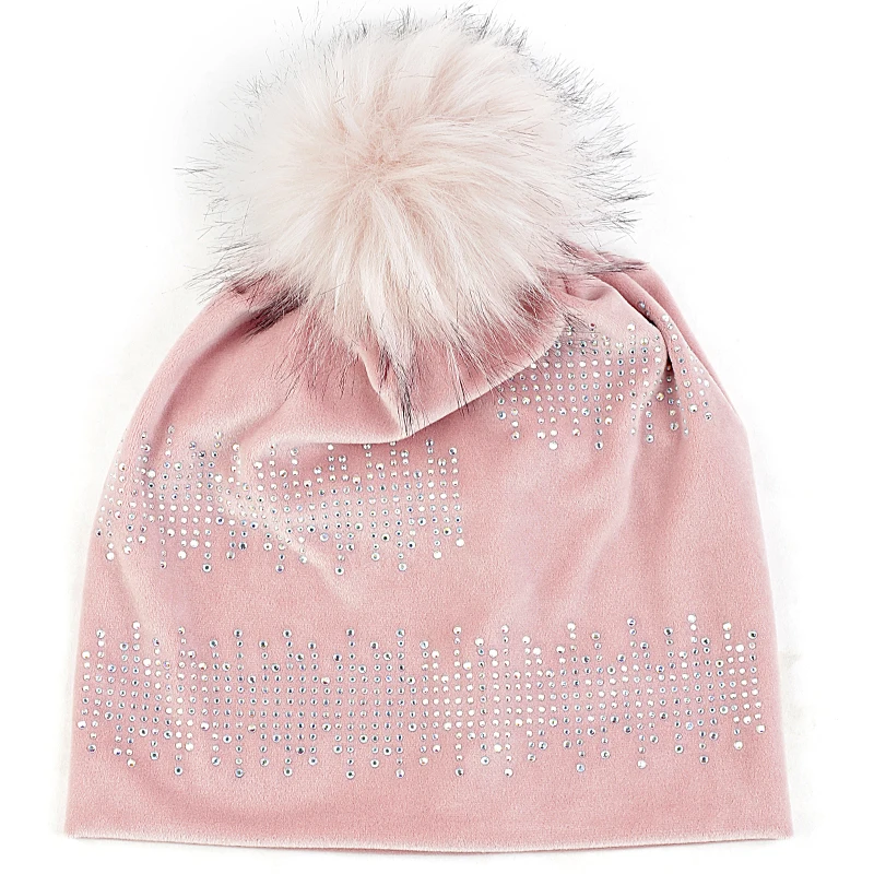 pink 8 Модные женские туфли зимние теплые Стразы, круглые шапки без полей женские толстые штаны для девочек детские мягкие Кепки с 15 см с искусственным меховым помпоном, головные уборы, с маленькими пушистыми помпончиками - Цвет: pink 8