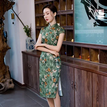 

Women's China Dress Elegant Chinese Cheongsam Oriental Dresses Vestidos Silk Modern Qipao Party China Dress 4XL