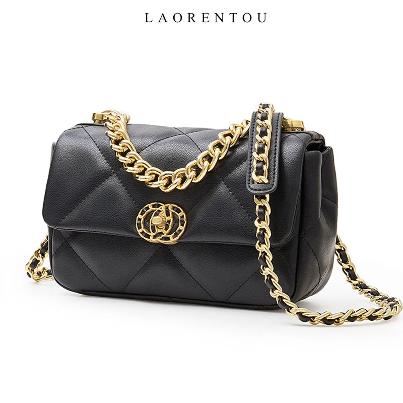 LAORENTOU Bobility Black Women's Bag Cow Leather Diamond Lattice Messenger Female Small Flap Shoulder Lady Mini Totes | Багаж и сумки