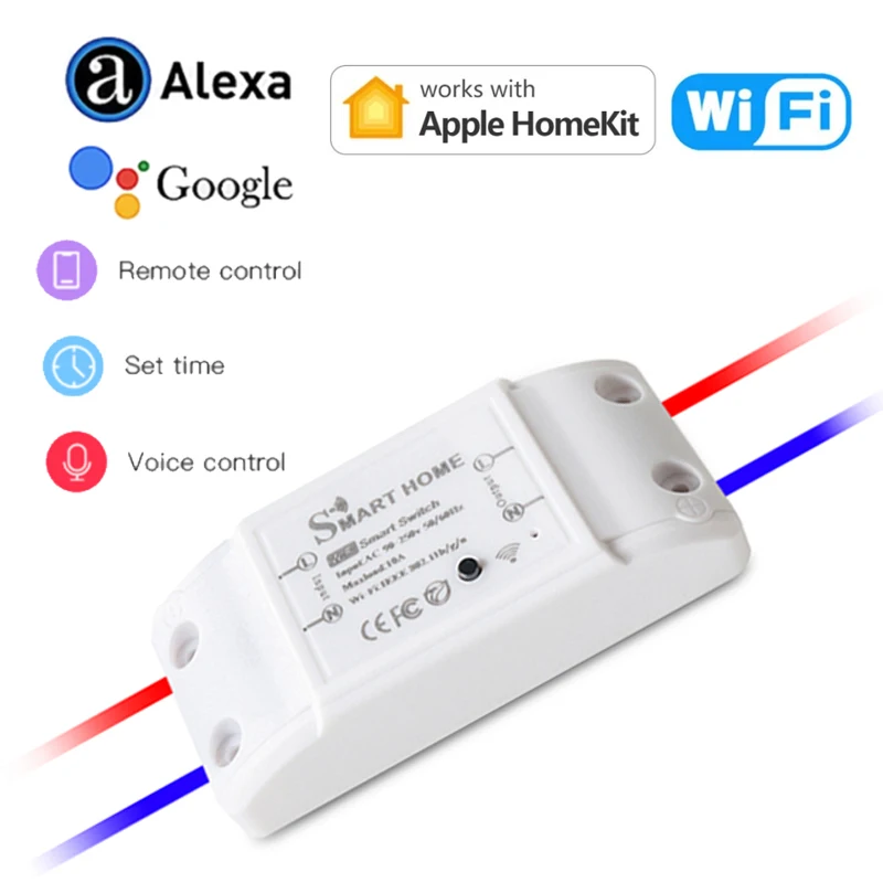 Умный выключатель света 10 А 90-250 В Wi-Fi умный дом универсальный таймер голосовое