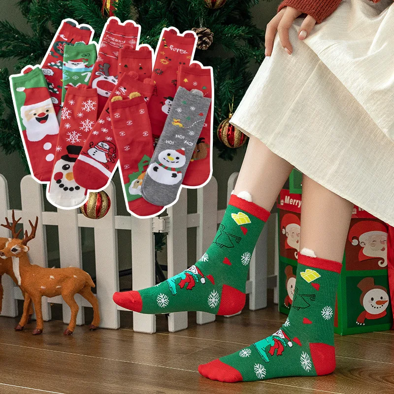 Christmas Stockings Ladies Stocking Funny Socks 2023 Cartoon Santa Claus  Elk Stockings Kawai Girls Christmas Gift