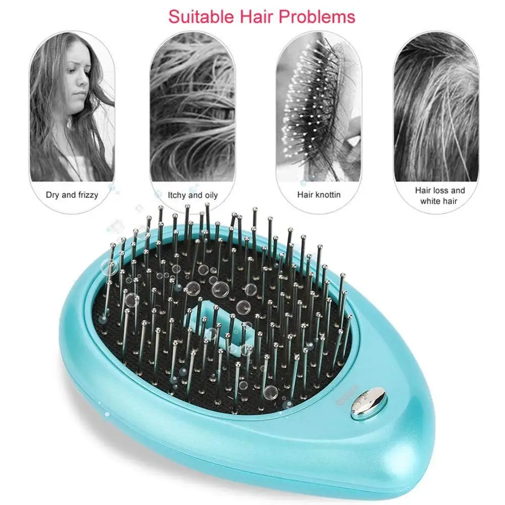 Professional Magic Electronic Ionic Hairbrush Straightener Mini Ion Vibration Hair Brush Head Massager for Salon Styling Comb