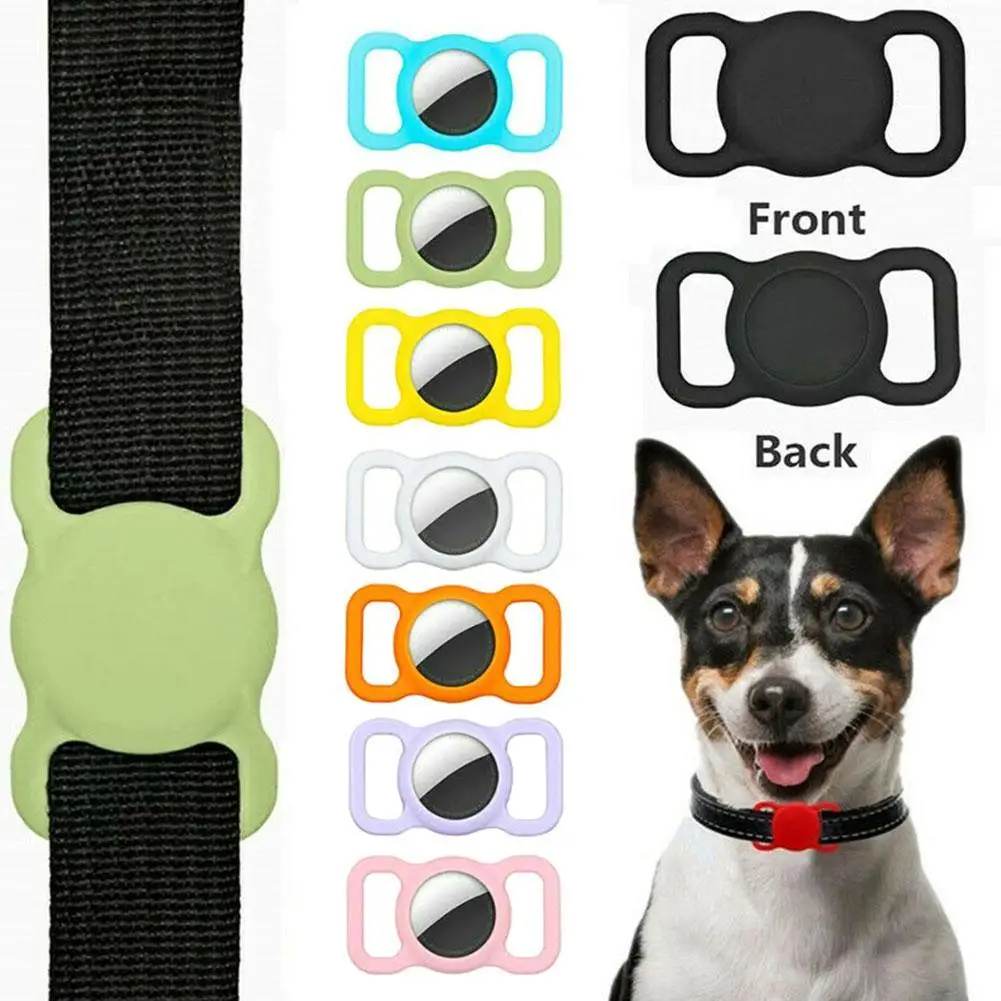Lightweight Anti-Scratch Anti-Lost 2 Pack Silicone GPS Finder Dog Cat Collar Pet Loop Holder Black+Purple 2Pack Protective Case Compatible for AirTag 2021