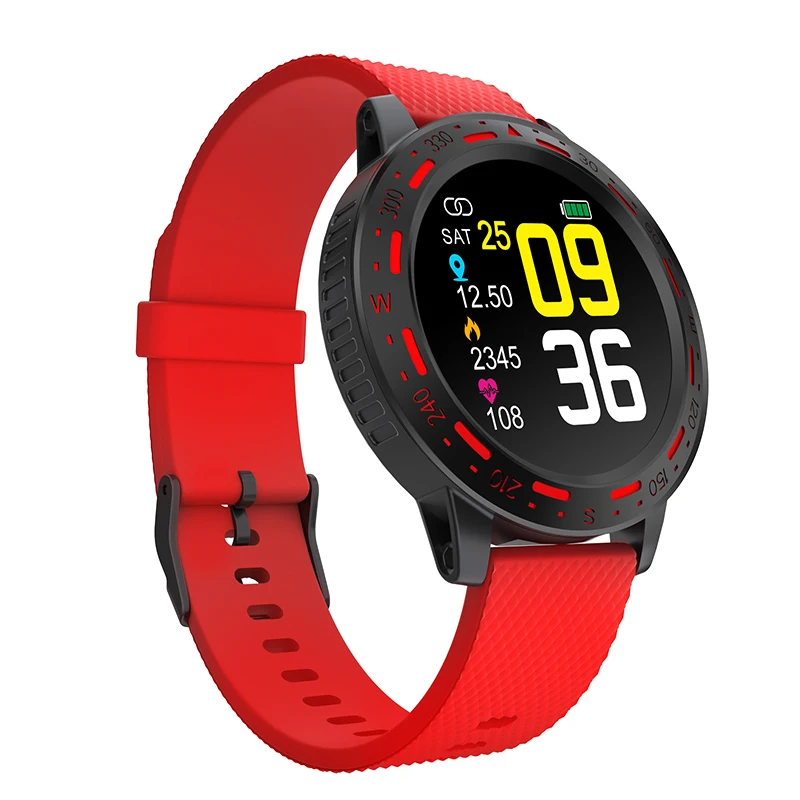 Red Strap-Red Смарт-часы ESEED S18, мужские, IP67, водонепроницаемые, 1,3 дюймов, полный сенсорный экран, длительный режим ожидания, погодные, умные часы для android ios - Цвет: Red Strap-Red