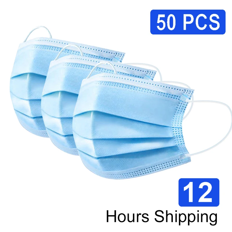 

50pcs/lot Mouth Face Mask Protective Mask Anti-Dust Anti-bacteria Anti Fog Disposable-Mask Security Protection Dust-proof Mask