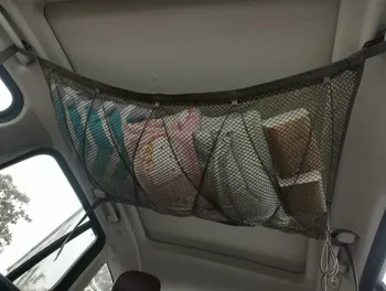 

Drawstring car interior ceiling hexagonal mesh clothing toy storage bag Car Mesh Elastic String Net Pocket Cage