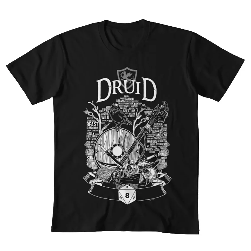 Серия ролевых игр: друид белая версия футболки класс d8d dnd ролевая игра nerd geek