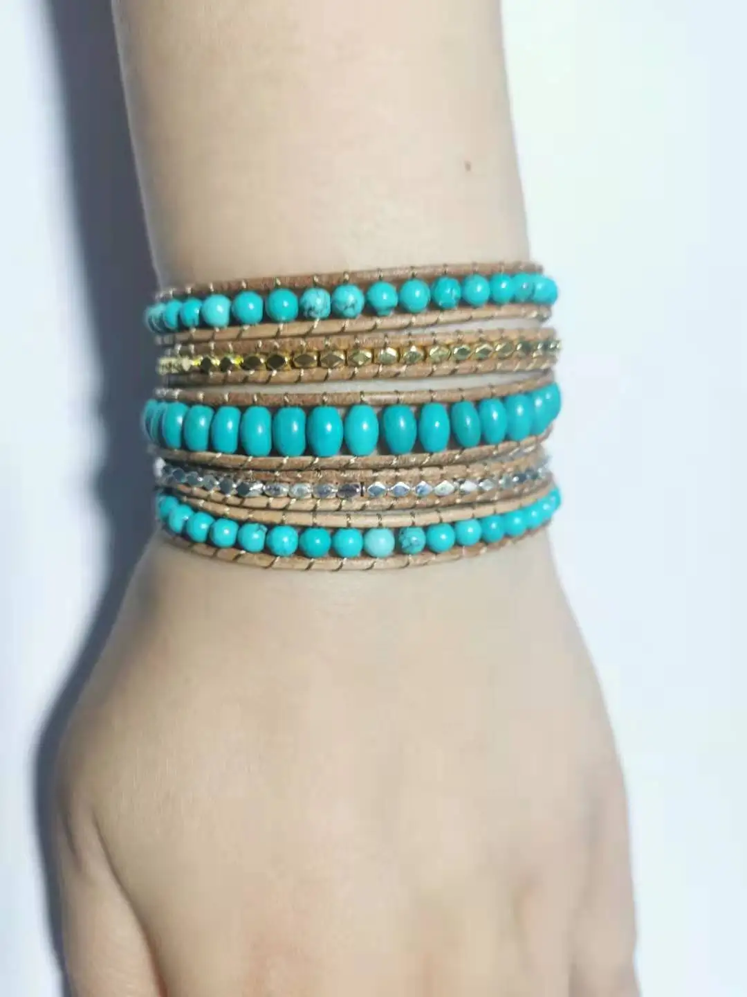 Exclusive Quality Natural Stones w/ Metal Beads Wrap Bracelets Handmade Bohemian Vintage Statement Bracelet Bijoux Wholesale