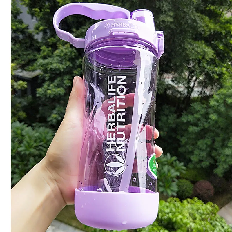 New Arrival High Quality 5 Candy Color 1000m1L Portable Space Nutrition Custom straps straw water Bottle - Цвет: Фиолетовый