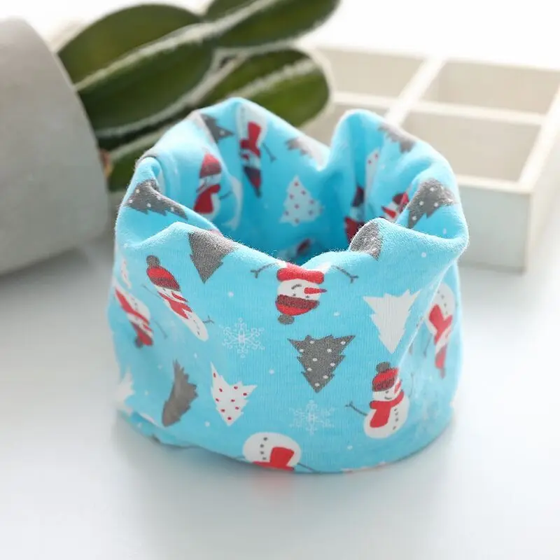 Children Scarf Korean Cotton Children's Scarf LIC Printed Cartoon Plaid Ring Scarves for Girls Winter Warm Snud for A Boy