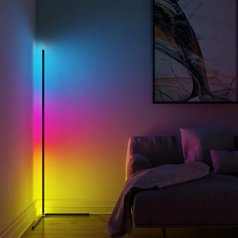 Lâmpada de Canto Conduziu a Luz do Assoalho na Sala Moderna Canto Colorida Dimmer Simples Quarto Cabeceira Lâmpadas Estar Rgb Luz
