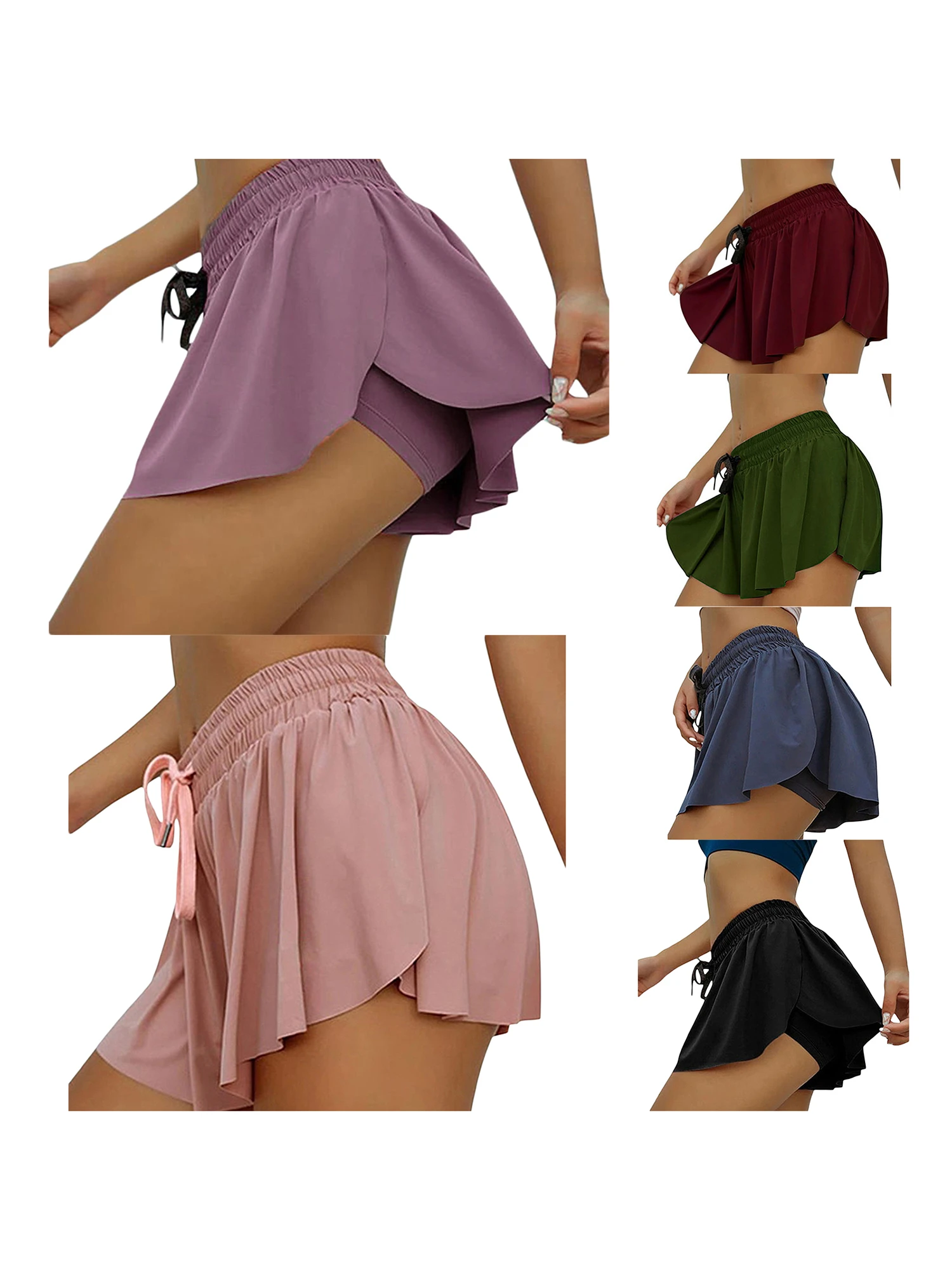 plus size womens clothing Women Simple Style Sports Skort, Female Solid Color Casual Elastic High Waist Oversize Skirt with Built-in Slip Shorts, S-XXXXXL adidas shorts