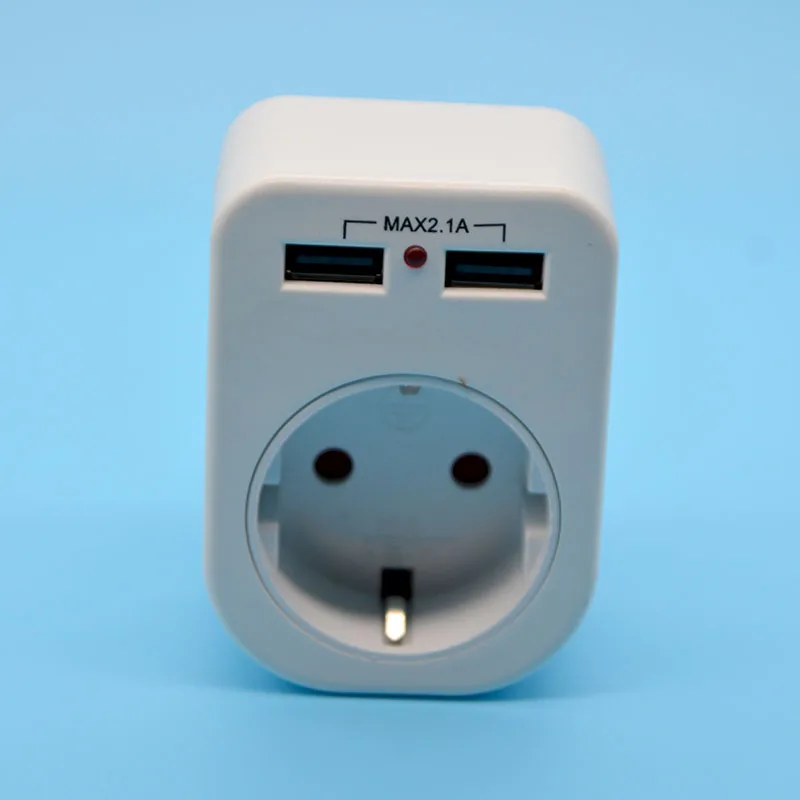 

10pcs New 5V2.1A European Standard Socket Converter Adapter Dual USB Charging for German, Russian , Korean Charging Plug Special