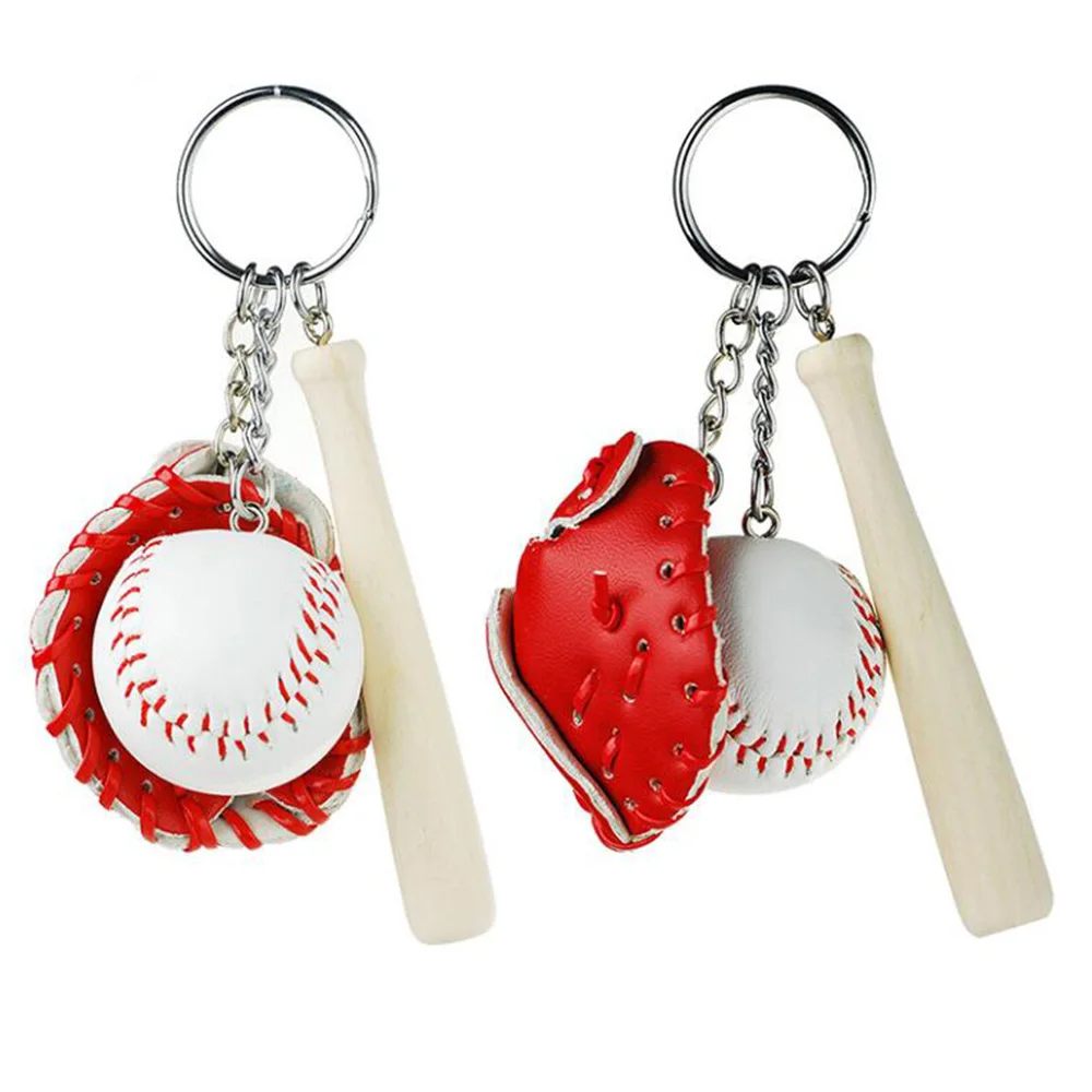 2pcs Softball Baseball Keychain Charm Pendant Decorative Key Chain Ring Fit Keychain Bag Pendant