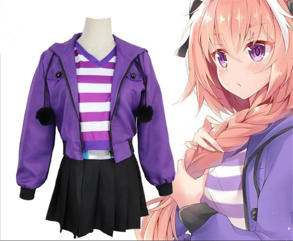 Coshome Fate Apocrypha Astolfo костюмы для косплея розовый парик женский фиолетовый пиджак