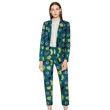 

Elegant women blazers and trousers African fashion suits lady dashiki pant sets tailor made Ankara outfits for events