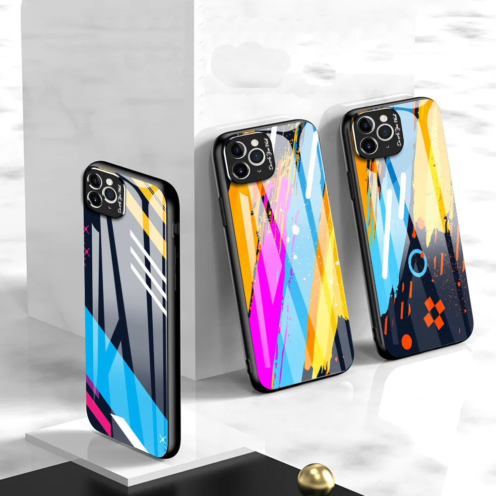 

Suitable for Iphone11 glass mobile phone shell Apple 11 pro max graffiti camouflage mobile phone shell