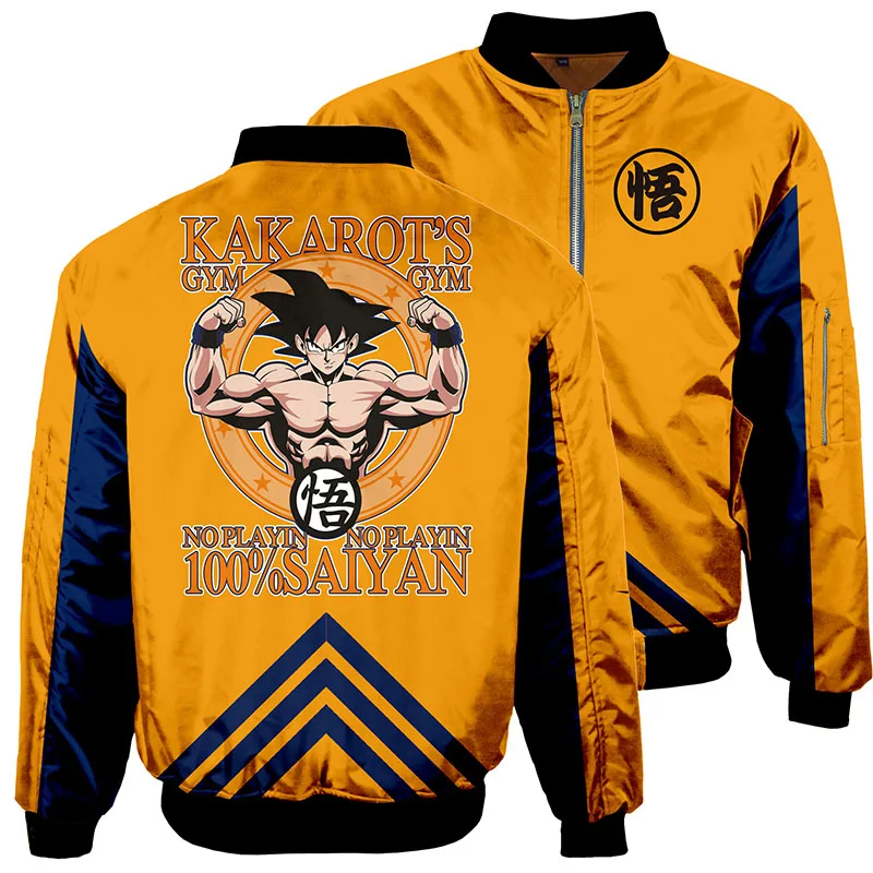 Аниме Dragon Ball Сон Гоку бомбер куртки Мужская Толстая хлопковая куртка в уличном стиле мужская одежда MA1 плюс размер авиационная куртка