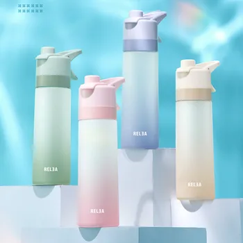 

Mist Spray Water Bottle Plastic 650ml Women Summer Gym Water Bottle Bpa Free Pink Sports Outdoor Garrafa Fitness Bottles AB50WB