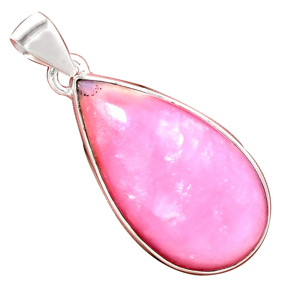 

Genuine PINK OPAL Pendant 925 Sterling Silver, Women Hand Made Fine Jewelry Gift
