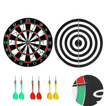 

17in Double Side Dartboard Professional Dart Board Game Set with 6 Plastic Darts for Competition Family Entertainment